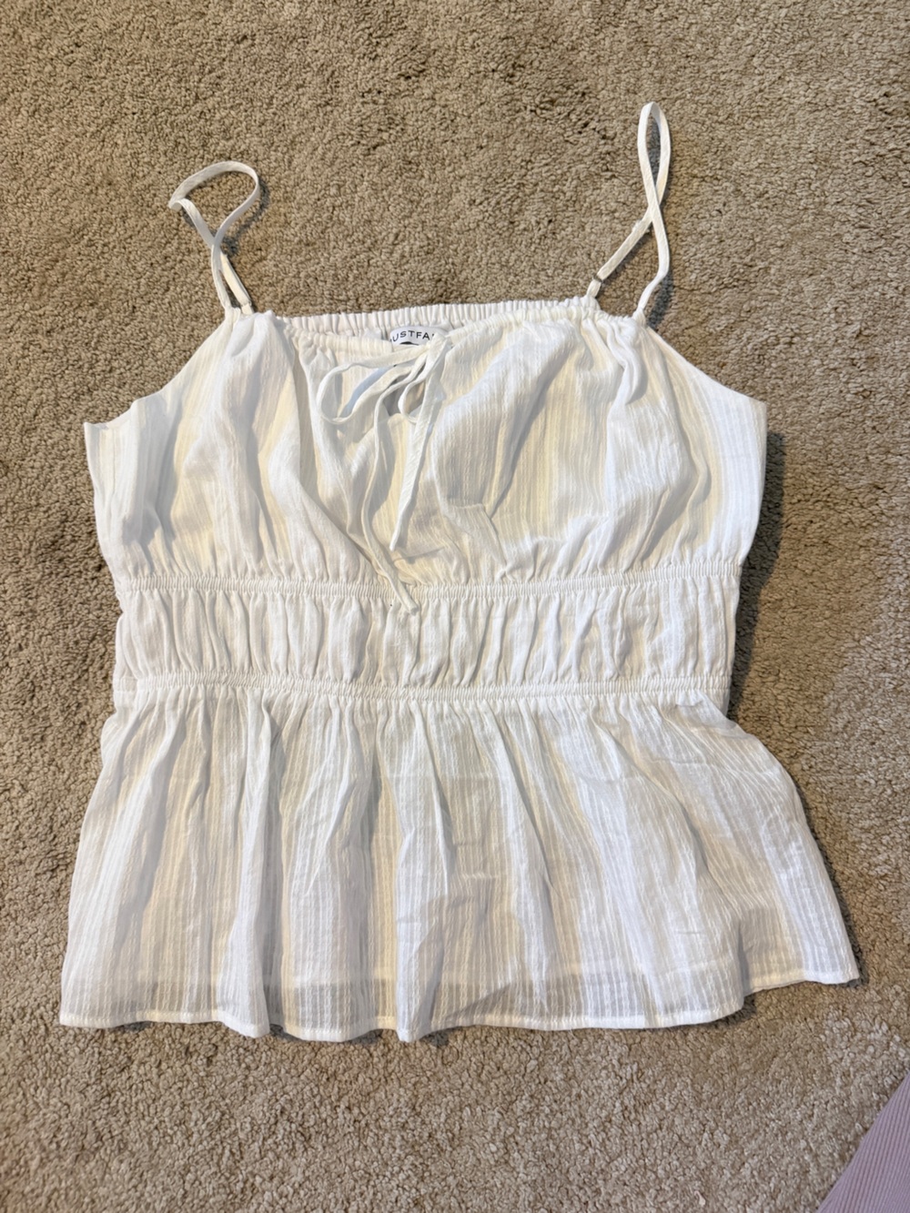 White Ruched Spaghetti Strap top